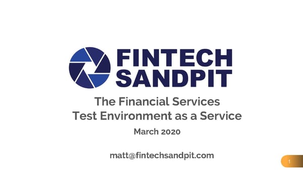 Fintech Sandpit - Pitch Deck - Page 1